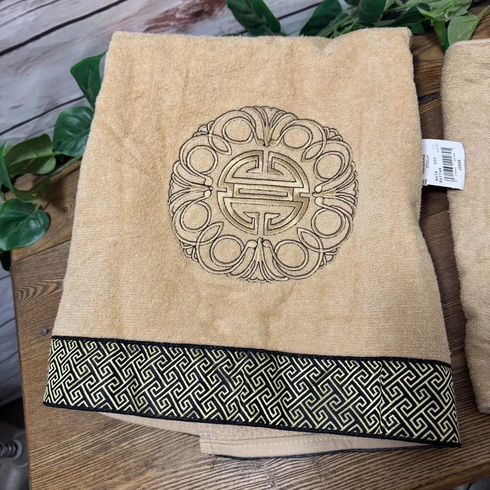 Avanti Rattan Jinan Aztec Medallion Bath Towel 27X52 & Wash Cloth Decorative NEW